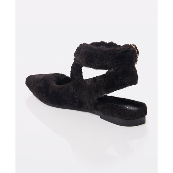 🎉LAST CHANCE🎉 FREE PEOPLE Faux Shearling Parisa Pointed Flat / Black Shearling - Picture 7 of 11